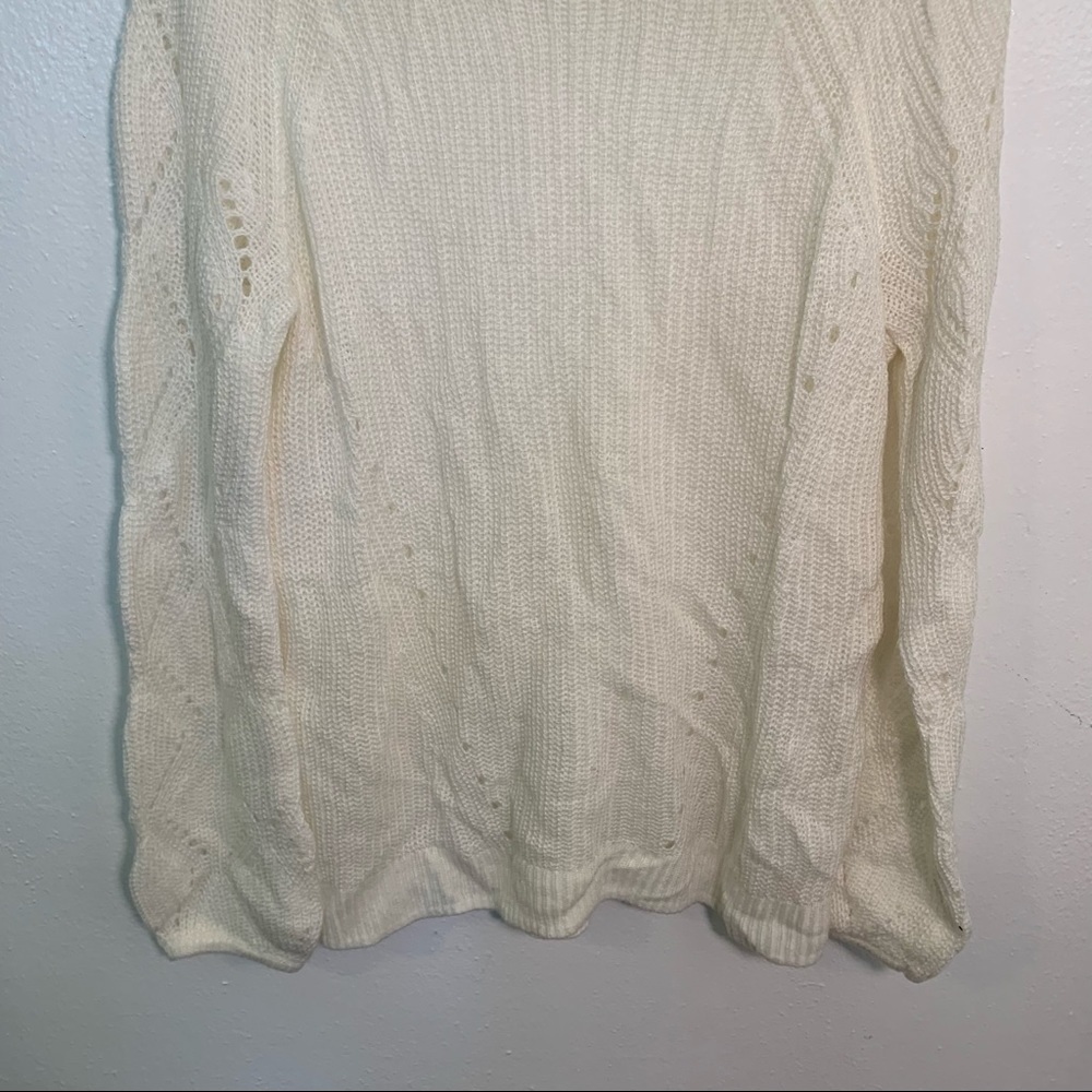 Maurices Women's Size XS Crewneck Sweater Cream Ivory Eyelet Wide Sleeves - Picture 3 of 10